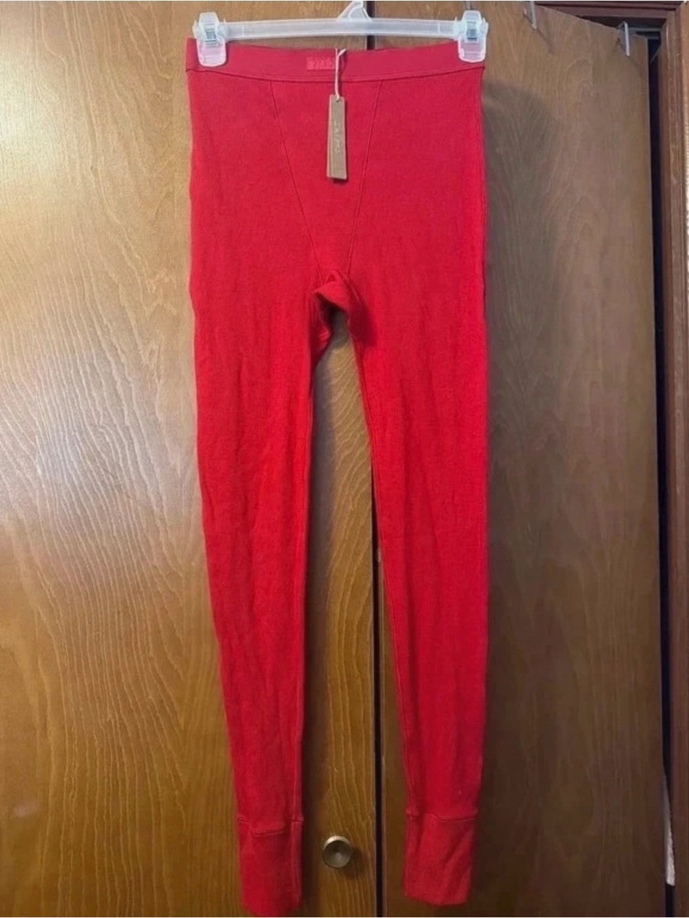 SKIMS Red Air Cotton Ribbed Leggings